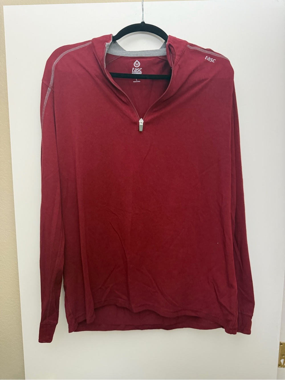 tasc Performance Men's Long Sleeve Quarter-Zip Shirt - Burgundy